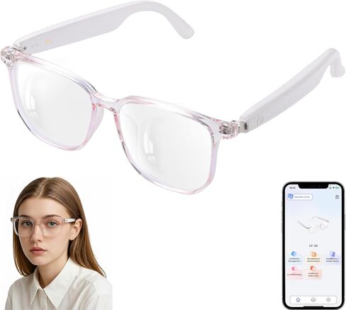 نظارات ذكية بلوتوث - نظارات صوتية بضوء أزرق للنساء والرجال، صوت مفتوح للأذن مع ميكروفون ومكبرات صوت، عدسات مرشحة للضوء الأزرق للأجهزة الذكية ومساعد صوت (فضي) in Kuwait