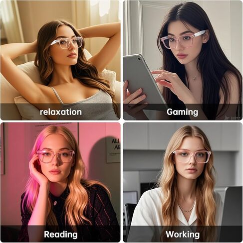 نظارات ذكية بلوتوث - نظارات صوتية بضوء أزرق للنساء والرجال، صوت مفتوح للأذن مع ميكروفون ومكبرات صوت، عدسات مرشحة للضوء الأزرق للأجهزة الذكية ومساعد صوت (فضي) in Kuwait