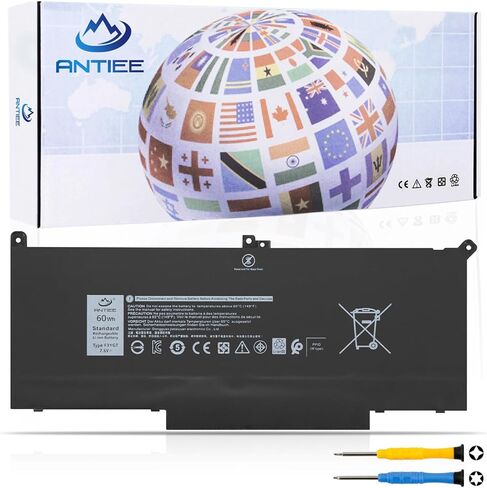ANTIEE F3YGT بطارية كمبيوتر محمول لديل خط العرض 12 7000 7280 7290/13 7000 7380 7390/14 7000 7490 7480 P28S P28S001 P73G P73G002 سلسلة DM6WC DM3WC 2X39G KG7VF 451-BBYE 453- BBCF 60Wh 7.6V 4 خلايا in Kuwait
