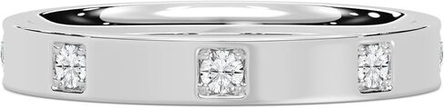 925 Sterling Silver 0.25 Cttw Round Moissanite 5-Stone Bezel Set Station Wedding Band for Women in Saudi Arabia