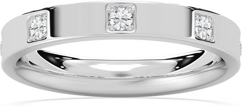 925 Sterling Silver 0.25 Cttw Round Moissanite 5-Stone Bezel Set Station Wedding Band for Women in Saudi Arabia