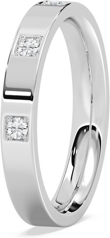 925 Sterling Silver 0.25 Cttw Round Moissanite 5-Stone Bezel Set Station Wedding Band for Women in Saudi Arabia
