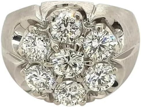 Finecreation_usa-2.00Ct خاتم زفاف رجالي مصنوع من الألماس بشكل دائري من الذهب الأبيض عيار 14 قيراط ومصنوع من الفضة الإسترلينية عيار 925 (أبيض، 12) in Saudi Arabia