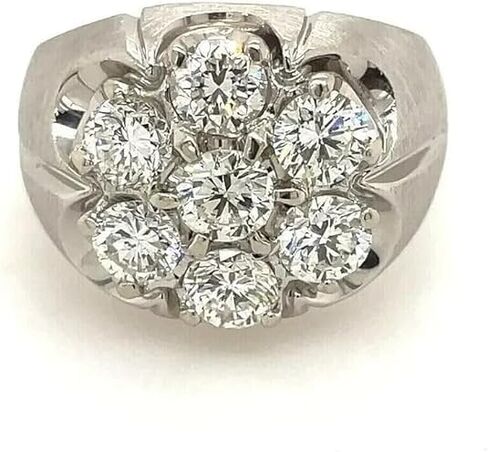Finecreation_usa-2.00Ct خاتم زفاف رجالي مصنوع من الألماس بشكل دائري من الذهب الأبيض عيار 14 قيراط ومصنوع من الفضة الإسترلينية عيار 925 (أبيض، 12) in Saudi Arabia