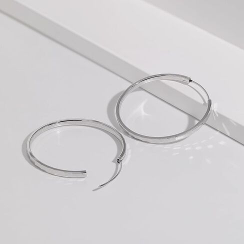 Meissa 2.5mm Sterling Silver Large Hoop Earrings for Women Gold Filled Hammered Hoop Earrings Thin Lightweight Loop Earrings, 1.6 Inches in Saudi Arabia