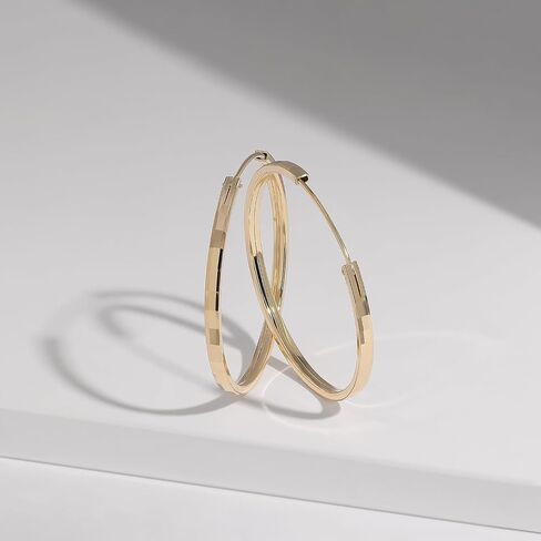 Meissa 2.5mm Sterling Silver Large Hoop Earrings for Women Gold Filled Hammered Hoop Earrings Thin Lightweight Loop Earrings, 1.6 Inches in Saudi Arabia