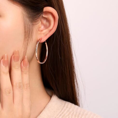 Meissa 2.5mm Sterling Silver Large Hoop Earrings for Women Gold Filled Hammered Hoop Earrings Thin Lightweight Loop Earrings, 1.6 Inches in Saudi Arabia