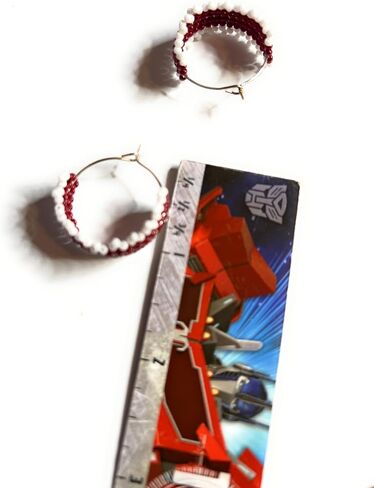 Maroonish Hoop Bohemian Brick Red Gameday Beaded Earrings – Handmade Lightweight Seed Bead Teardrop Dangles for College Spirit Wear Boho in Saudi Arabia