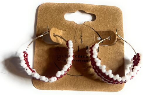 Maroonish Hoop Bohemian Brick Red Gameday Beaded Earrings – Handmade Lightweight Seed Bead Teardrop Dangles for College Spirit Wear Boho in Saudi Arabia