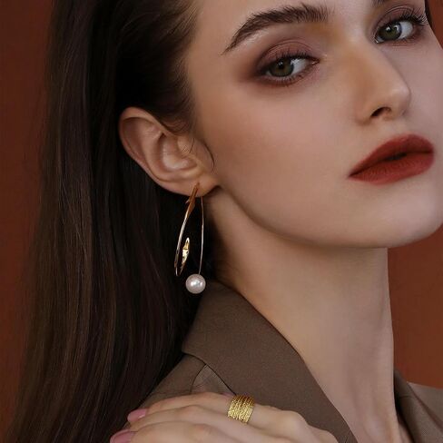Meissa Gold Hoop Earrings for Women Pearl Earrings Sterling Silver Big Hoop Earrings Christmas Birthday Anniversary Jewelry Gifts in Saudi Arabia