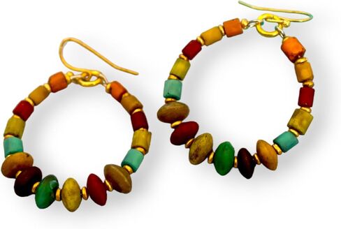 HANDMADE Boho beaded hoop earrings for women Turkish beaded earrings Lightweight bohemian earrings Tribal jewelry Gift for her in Saudi Arabia