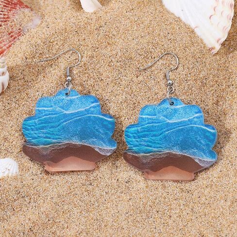 Sea Turtle Earrings for Women Seahorse Earrings Boho Dangle Drop Earrings Sea Animal Earrings Summer Beach Earrings Trendy Jewelry for Women (Blue) in Saudi Arabia