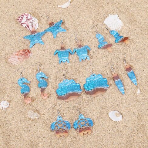 Sea Turtle Earrings for Women Seahorse Earrings Boho Dangle Drop Earrings Sea Animal Earrings Summer Beach Earrings Trendy Jewelry for Women (Blue) in Saudi Arabia