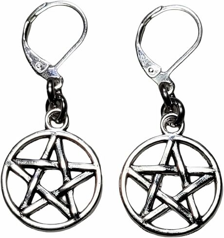 Pentacle Earrings Pentagram Wiccan Pagan - 5 pointed Star Latch Back in Saudi Arabia