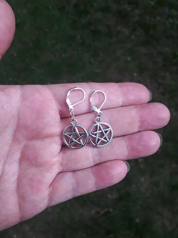 Pentacle Earrings Pentagram Wiccan Pagan - 5 pointed Star Latch Back in Saudi Arabia