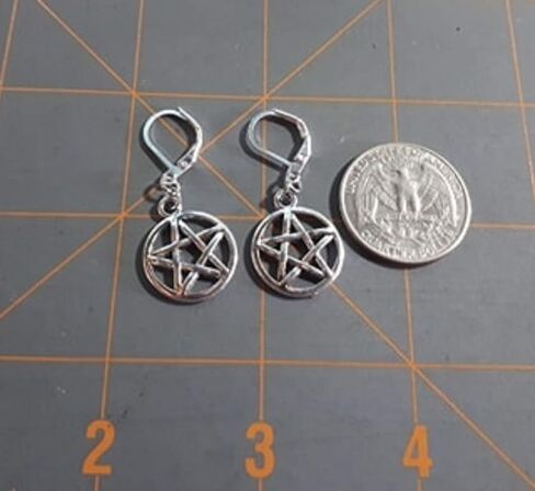 Pentacle Earrings Pentagram Wiccan Pagan - 5 pointed Star Latch Back in Saudi Arabia