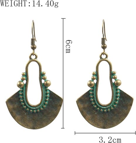 Boho Earrings for Women Vintage Turquoise Dangle Earrings Irregular Ethnic Earrings Dainty Bohemian Jewelry in Saudi Arabia