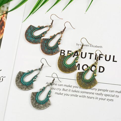 Boho Earrings for Women Vintage Turquoise Dangle Earrings Irregular Ethnic Earrings Dainty Bohemian Jewelry in Saudi Arabia