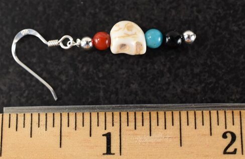 Dream Store Sterling Silver Skull Dangle Earrings – Genuine Coral, Turquoise, Onyx & Howlite – Artisan Handmade 925 Jewelry in Saudi Arabia