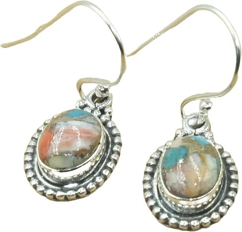 Spiny Oyster Turquoise 925 Sterling Silver Handmade Drop Dangle Earrings Turquoise Jewelry Valentines Day Gift Jewelry For Wife Girlfriend in Saudi Arabia