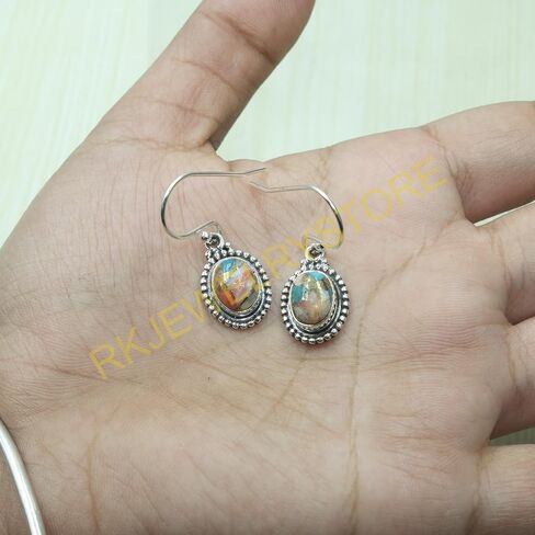 Spiny Oyster Turquoise 925 Sterling Silver Handmade Drop Dangle Earrings Turquoise Jewelry Valentines Day Gift Jewelry For Wife Girlfriend in Saudi Arabia