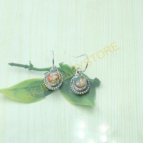 Spiny Oyster Turquoise 925 Sterling Silver Handmade Drop Dangle Earrings Turquoise Jewelry Valentines Day Gift Jewelry For Wife Girlfriend in Saudi Arabia
