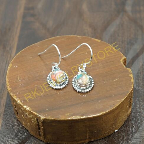 Spiny Oyster Turquoise 925 Sterling Silver Handmade Drop Dangle Earrings Turquoise Jewelry Valentines Day Gift Jewelry For Wife Girlfriend in Saudi Arabia