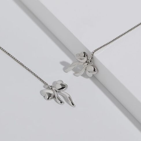 Meissa Sterling Silver Threader Chain Dangle Earrings for Women Girls Comfortable Hypoallergenic Bow Silver Earrings Rose Gold Plated Chain Earrings in Saudi Arabia