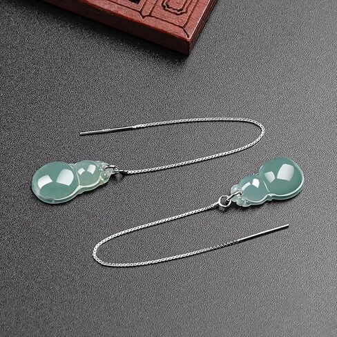 Simple And Trendy Design S925 Silver Paired With Natural Jadeite Gemstones, Versatile And Versatile In Various Graphic Designs, High-End Women's Earrings With Trendy Earrings in Saudi Arabia