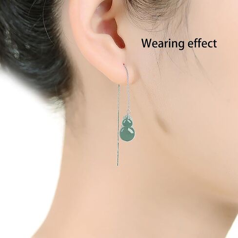 Simple And Trendy Design S925 Silver Paired With Natural Jadeite Gemstones, Versatile And Versatile In Various Graphic Designs, High-End Women's Earrings With Trendy Earrings in Saudi Arabia