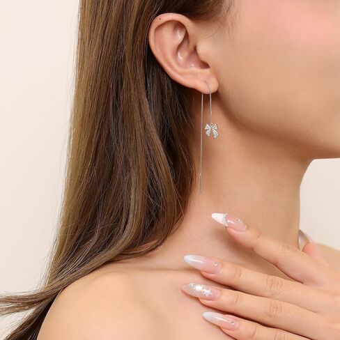 Meissa فضة القوس عراف سلسلة استرخى أقراط للنساء المراهقات الفتيات تشيكوسلوفاكيا القوس أقراط لذيذ القوس عراف شرابة هيبوالرجينيك in Saudi Arabia