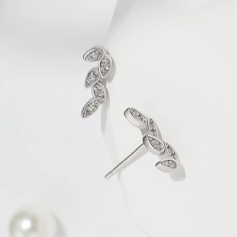 Meissa 925 Sterling Silver Dainty Leaf Stud Earrings Ear Climber Crawler Cuff Wraps Earrings Jewelry Gifts for Women Hypoallergenic in Saudi Arabia