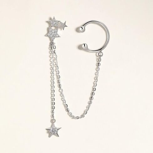 Meissa Handmade Star Stud Dangle Ear Cuff Sterling Silver Statement Earring Celestial Bursting Star Cartilage Climber Earrings Rose Gold Hugging Ear Cuff in Saudi Arabia