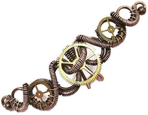Bronze and Brass 3-Gear Steampunk Ear Cuff; Non-pierced Watch Gear Earring, "Helix" in Saudi Arabia