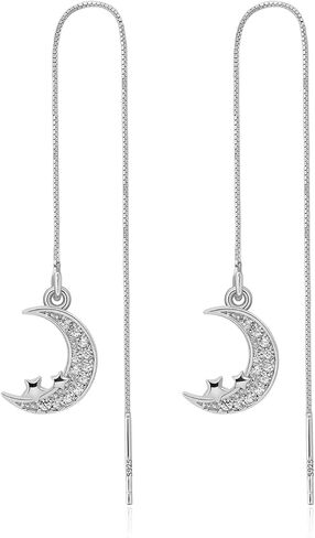 Meissa Silver Threader Chain Dangle Earrings for Women, Hypoallergenic Bow Tie Earrings Dainty Chain Earrings in Saudi Arabia