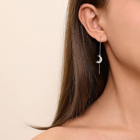 Meissa Silver Threader Chain Dangle Earrings for Women, Hypoallergenic Bow Tie Earrings Dainty Chain Earrings in Saudi Arabia