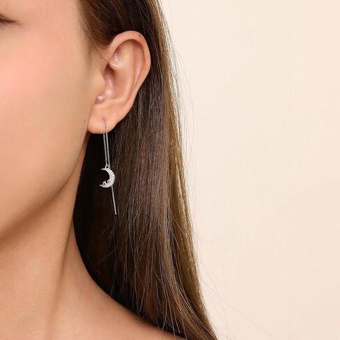 Meissa Silver Threader Chain Dangle Earrings for Women, Hypoallergenic Bow Tie Earrings Dainty Chain Earrings in Saudi Arabia