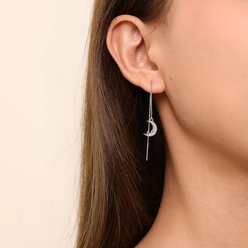 Meissa Silver Threader Chain Dangle Earrings for Women, Hypoallergenic Bow Tie Earrings Dainty Chain Earrings in Saudi Arabia