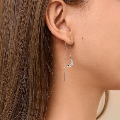 Meissa Silver Threader Chain Dangle Earrings for Women, Hypoallergenic Bow Tie Earrings Dainty Chain Earrings in Saudi Arabia