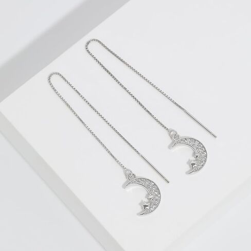 Meissa Silver Threader Chain Dangle Earrings for Women, Hypoallergenic Bow Tie Earrings Dainty Chain Earrings in Saudi Arabia