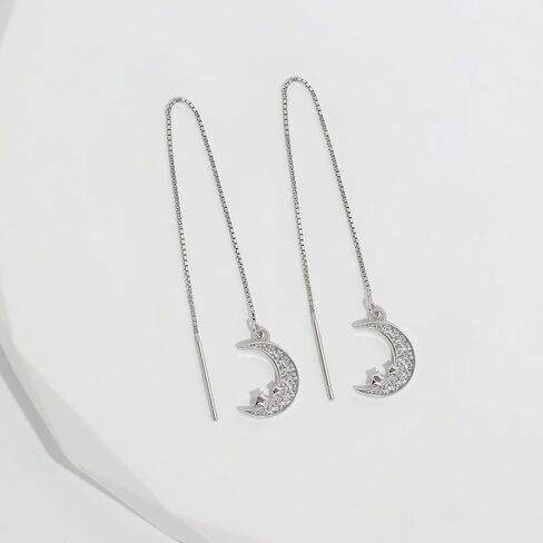 Meissa Silver Threader Chain Dangle Earrings for Women, Hypoallergenic Bow Tie Earrings Dainty Chain Earrings in Saudi Arabia
