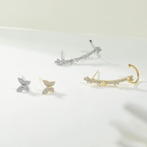 Meissa Butterfly Ear Cuff Climber Earrings for Women Sterling Silver Butterfly Gold Ear Cuff Earrings Handmade Diamond Earrings in Saudi Arabia