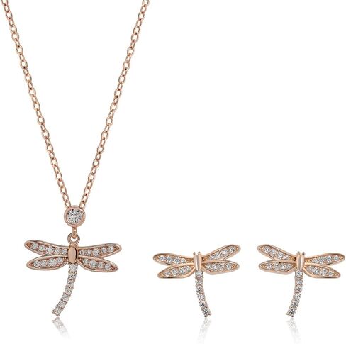 Meissa Sterling Silver Dragonfly Earrings Cute Dragonfly Bug Studs Cubic Zirconia Earring Silver Gold Rose Gold Pleated in Saudi Arabia