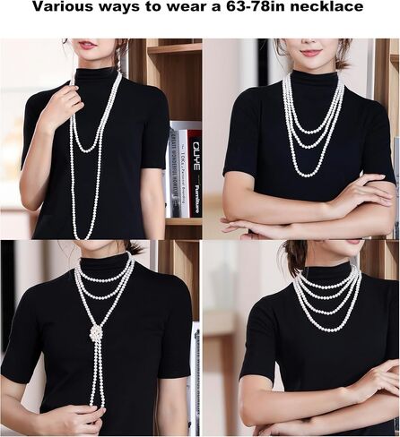 Baroque Freshwater Pearl Endless Necklace,7-8mm Irregular,71 in Long Pearl Necklace with Genuine Cultured Pearls, Pearl Gifts for Christmas, Holidays and Anniversary in Saudi Arabia