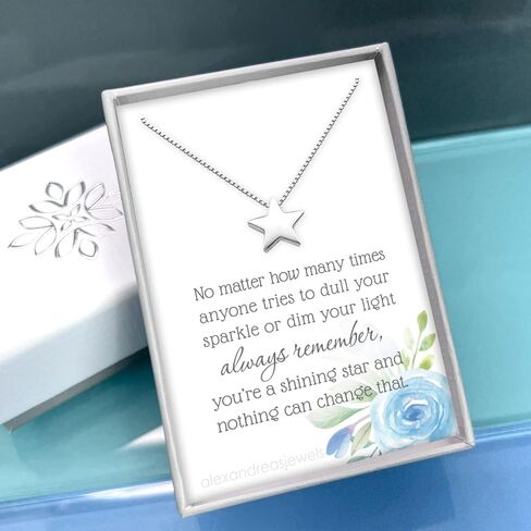 Small Delicate and Dainty Sterling Silver Star Necklace, Floating Star Necklace, Daughter Birthday Gift, Niece Christmas Gift, Inspirational Necklace in Saudi Arabia