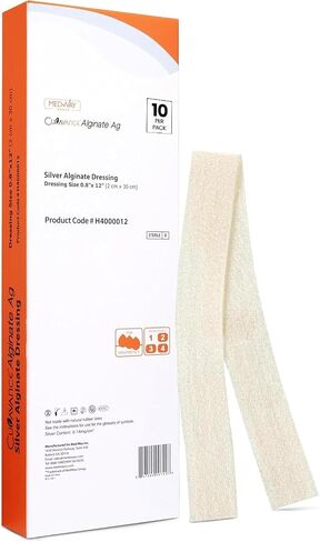 MedHeal Silver Calcium Alginate Ag Sterile Highly Absorbent Antibacterial Dressing, 4.25"x4.25", 5 dressings/Box, MedHeal by MedvanceTM in Saudi Arabia