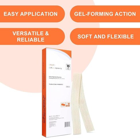 MedHeal Silver Calcium Alginate Ag Sterile Highly Absorbent Antibacterial Dressing, 4.25"x4.25", 5 dressings/Box, MedHeal by MedvanceTM in Saudi Arabia