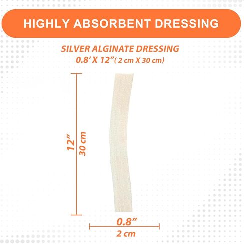 MedHeal Silver Calcium Alginate Ag Sterile Highly Absorbent Antibacterial Dressing, 4.25"x4.25", 5 dressings/Box, MedHeal by MedvanceTM in Saudi Arabia
