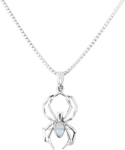 Solid 925 Sterling Silver Pear Shape Gemstone Spider Necklace, Silver Necklace, Spiderweb Necklace, Bug Necklace Pendant, Beautiful Handmade Neckalce For Men Women in Saudi Arabia