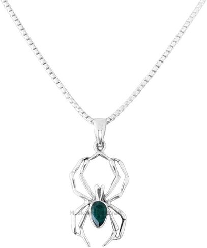 Solid 925 Sterling Silver Pear Shape Gemstone Spider Necklace, Silver Necklace, Spiderweb Necklace, Bug Necklace Pendant, Beautiful Handmade Neckalce For Men Women in Saudi Arabia